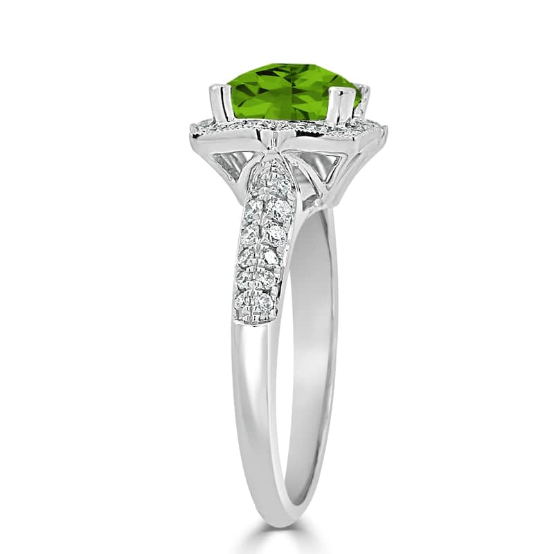 Auriya 1 3/8ct Fancy Cushion-cut Peridot Halo Diamond Engagement Ring 1/3ctw 14k Gold