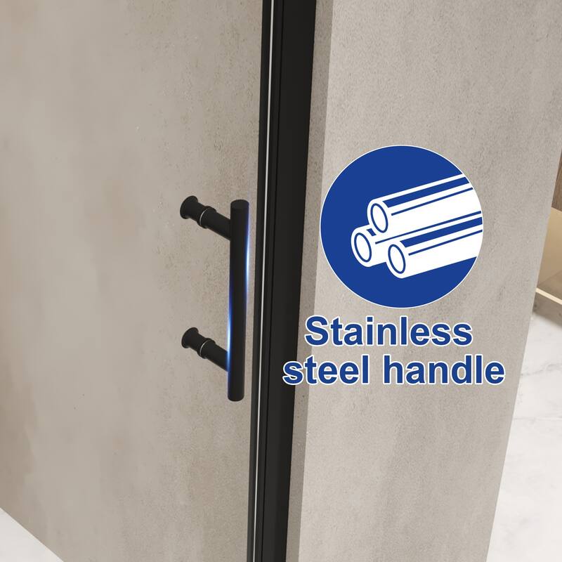 Pivot Semi-Frameless Shower Door in Matte Black Finish