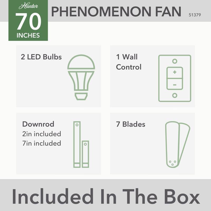 Hunter 70" WiFi Phenomenon Ceiling Fan with LED Light, Wall Control - Windmill - SMART FAN - ENERGY STAR!