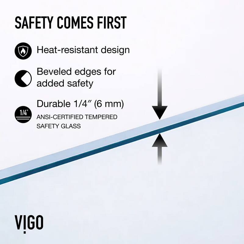 VIGO Satro E-Class 52 to 60 in. W x 74 in. H Semi-Frameless Double-Sliding Shower Door with Clear Tempered Glass