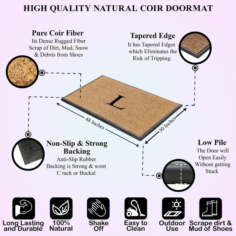 A1HC Rubber and Coir Molded Double Monogrammed Door Mat 30"x48"