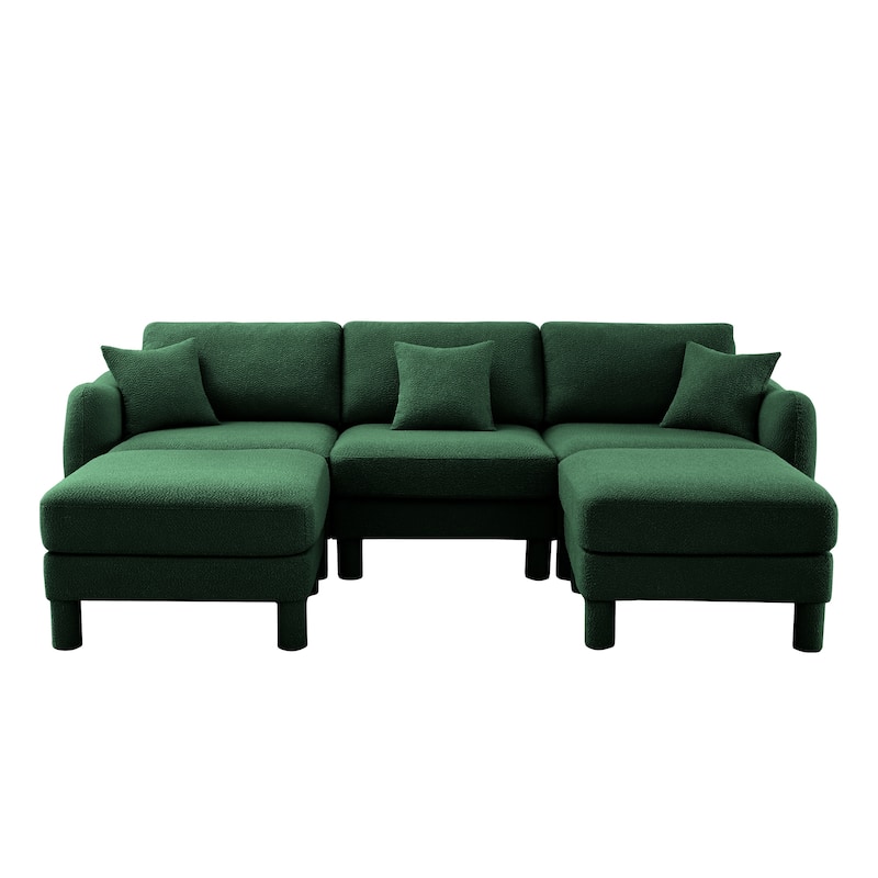 GDFStudio - Boucle U-Shaped 3-Seater 109.4" Sectional Sofa with 2 Movable Ottomans