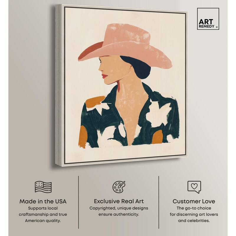 Woman in the Pink Hat Canvas by Art Remedy