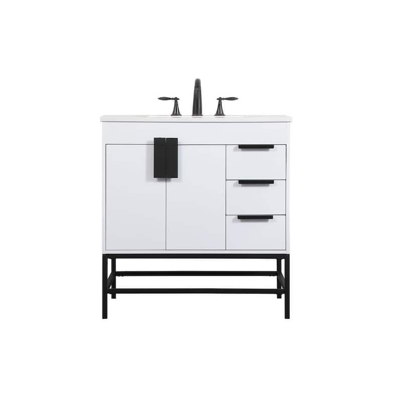 Elegant Lighting VF48832M Eugene 32" Free Standing Single Basin Vanity - White - Painted