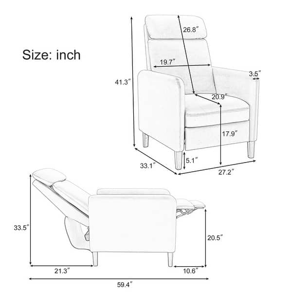 Modern PU Leather Adjustable Recliner Chair Glider for Living Room Home Theater
