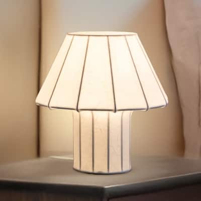 Brightech Celeste 12.6 in Matte White Mid-Century 9W 800Lm 3000K Dimmable LED Modern Unique Table Lamp With Resin Empire Shade