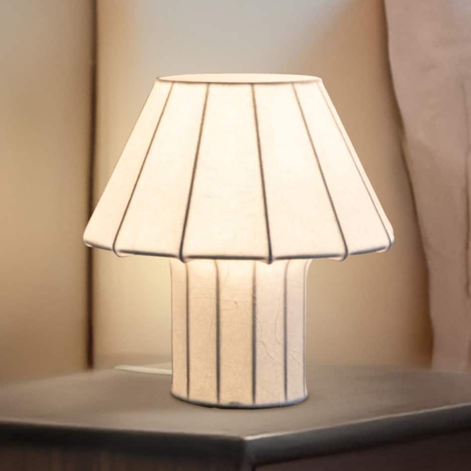 Brightech Celeste 12.6 in Matte White Mid-Century 9W 800Lm 3000K Dimmable LED Modern Unique Table Lamp With Resin Empire Shade