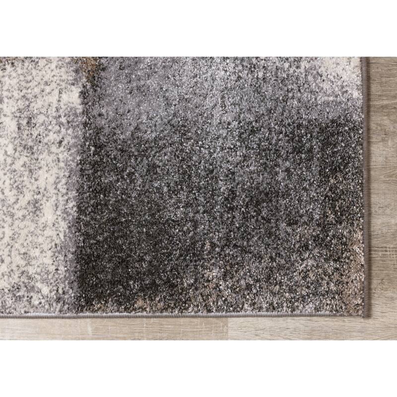 Brookfield Collection - Plush Brown/Grey Simple Patches Area Rug