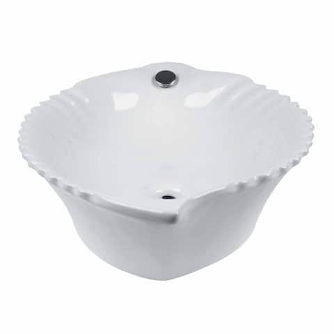 Bathroom Vessel Sink White China Leaf Shape