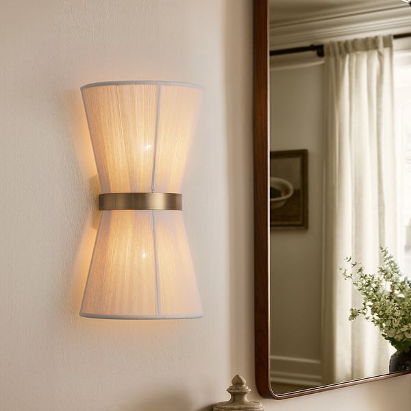 slide 2 of 11, 2-Light Modern Boho Natural Ivory Hand-Woven Rope Fabric Flush Mount Wall Lighting Up&Down Wall Sconces