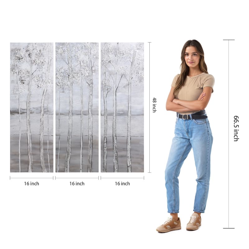 Silver Winter Textured Metallic Hand Painted Wall Art by Martin Edwards