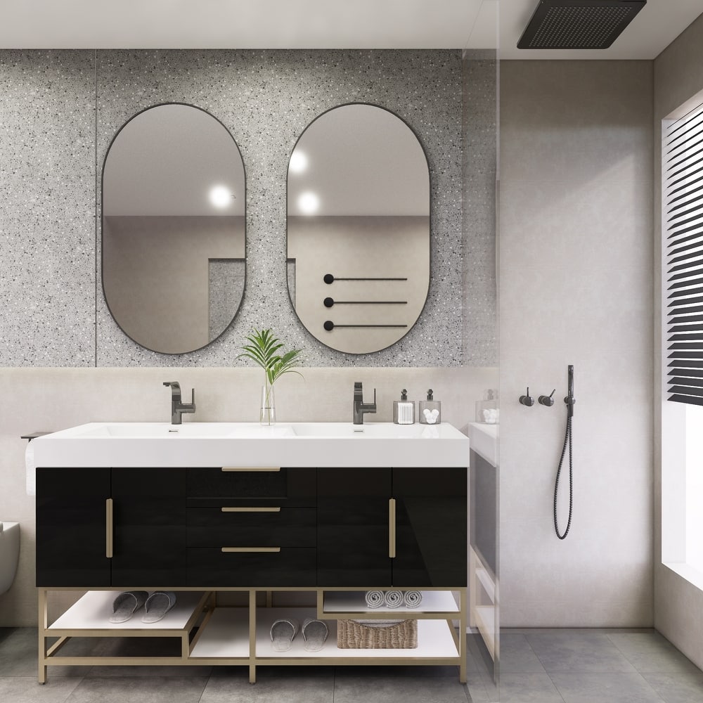 Noble 60" Free Standing Vanity with Reinforced Acrylic Double Sink - 60" Width