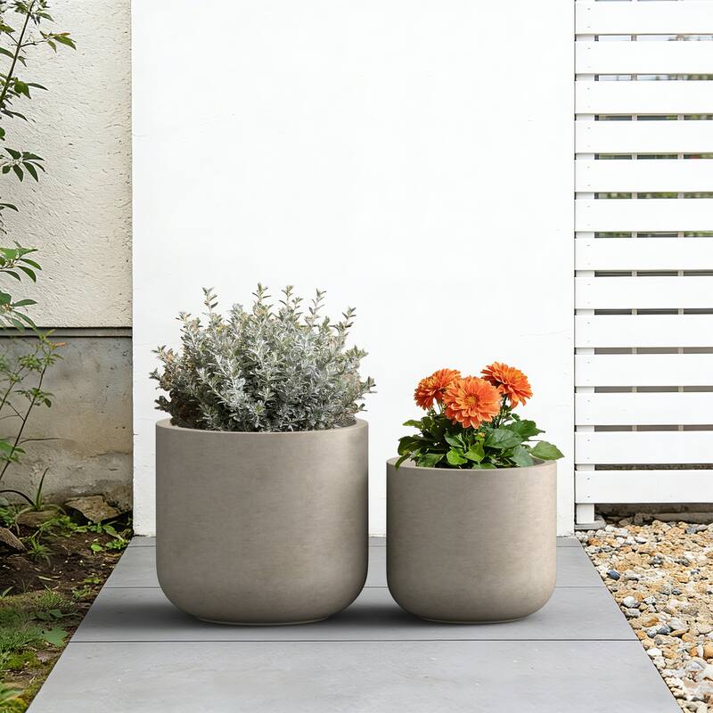 Concrete Round Planter / Pot with Drainage Hole for Indoor & Outdoor