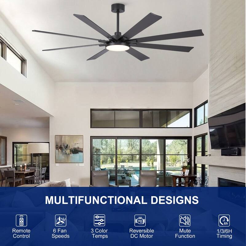 Gabriel 72 in. Indoor Black PlyWood Smart Ceiling Fan with Integrated LED, Works with Alexa/Google