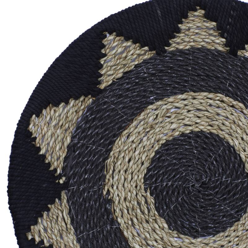 Cotton Fabric Plate Handmade Woven Home Wall Decor - Set of 3 Black or White - Roche River Decor