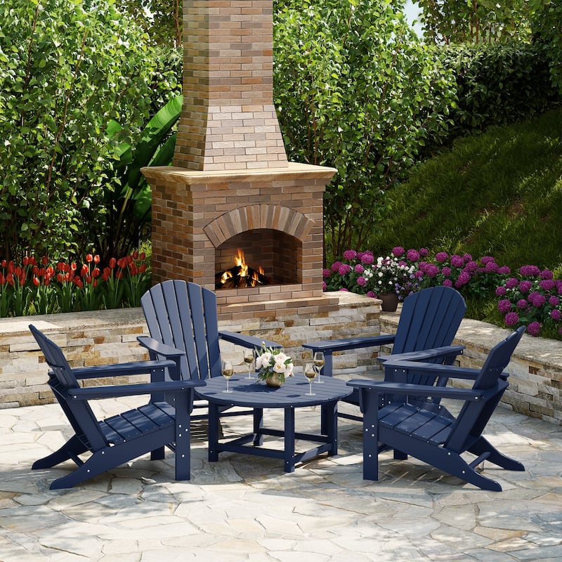 Altura Outdoor 5-Piece Adirondack Chair & Round Coffee Table Conversation Set