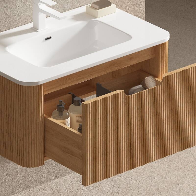Bathroom Vanity with Top Sink Freestanding Vanity Set with Mirror