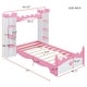 preview thumbnail 16 of 17, Castle-Shaped Princess Bed with Bedside Storage Shelves, Twin Size Wooden Platform Bed with Crown Footboard for Kids