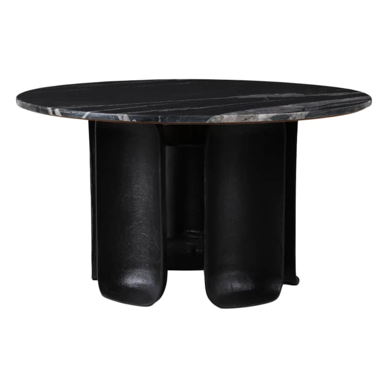 Marble Coffee Table Round Sculptural Pedestal - 30" Black - 30.0"