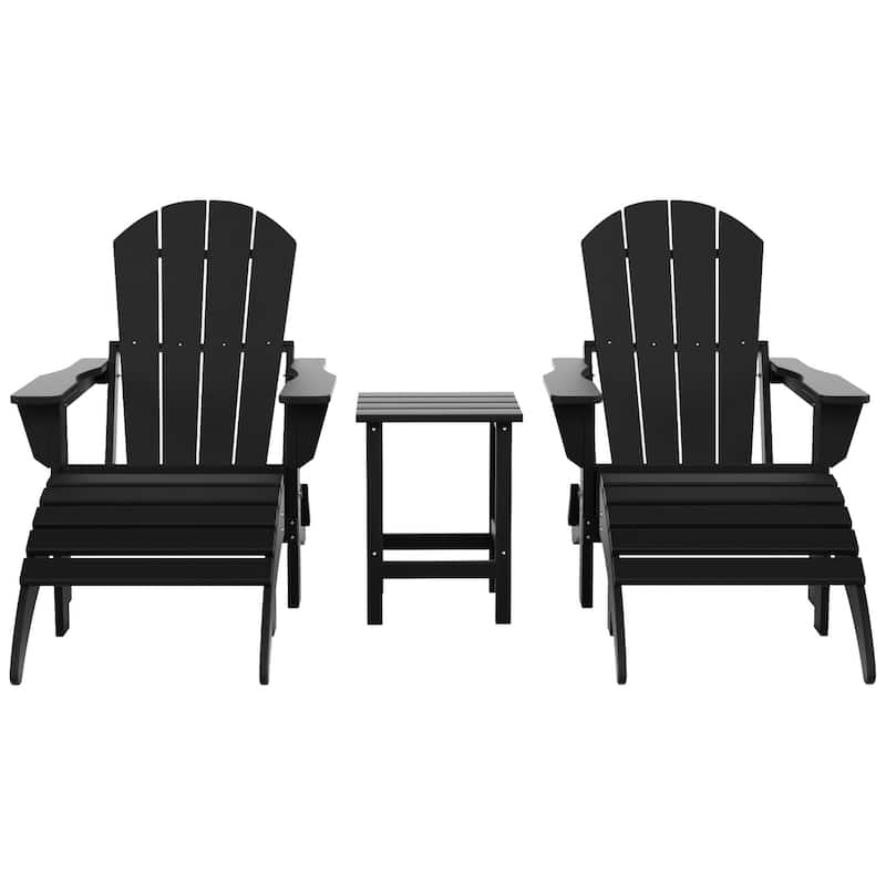 Polytrends Laguna Hdpe All Weather Outdoor Patio Foldable Adirondack Chairs Conversation Set (5-Piece Set)