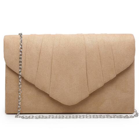 Velvety Evening Clutch with Removable Chain Strap