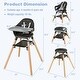 preview thumbnail 6 of 5, Baby High Chair, 6 in 1 Convertible Wooden High Chair, Double Removable Tray, Safety Harness & Waterproof PU Cushion (Black)