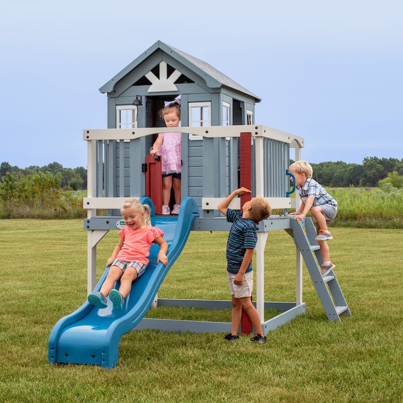Backyard Discovery Beacon Heights Cedar Wooden Elevated Kids Playhouse - 6'3" x 10'0"