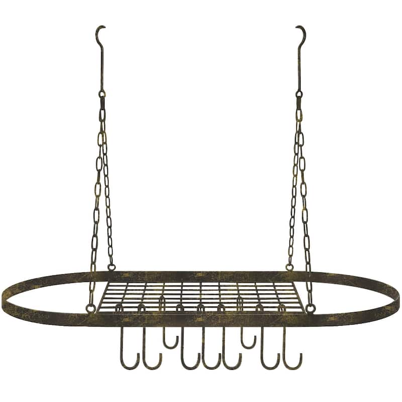 Sorbus Pot and Pan Rack for Ceiling with Hooks - Oval Mounted Storage Rack - 31.50" L X 16.50" W X 21" H - 31.50" x 16.50" x 21"