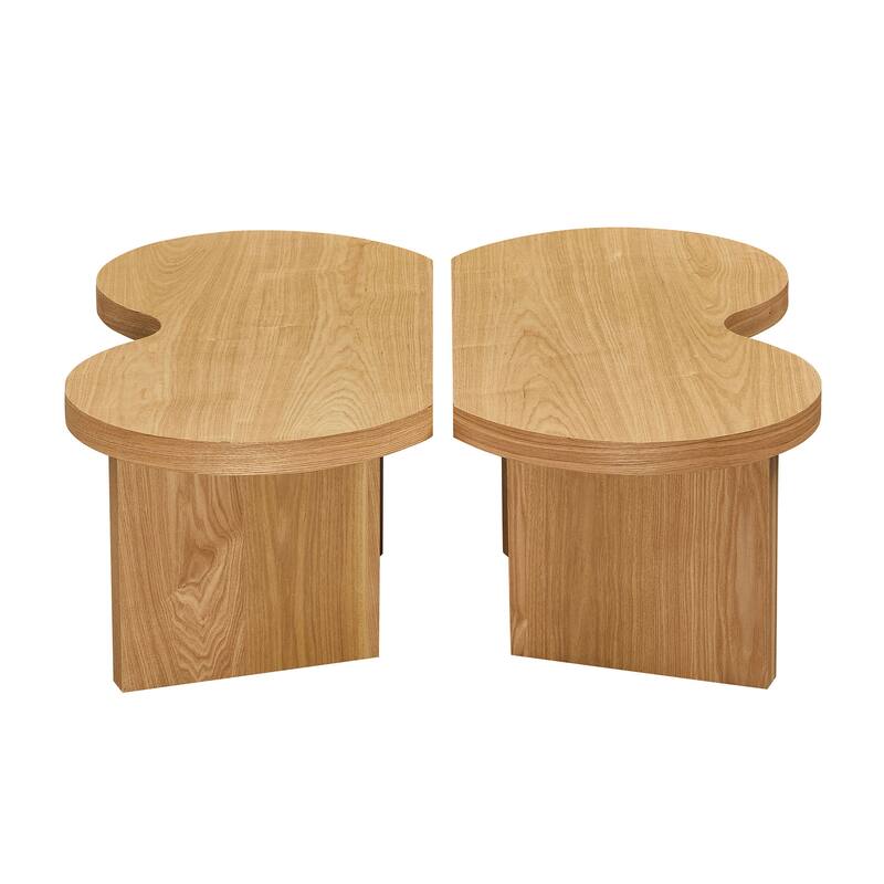 Accent Butterfly Coffee Table with Sturdy Legs, Wood Nesting Coffee Table, Modern Low Center Table for Living Room, Office