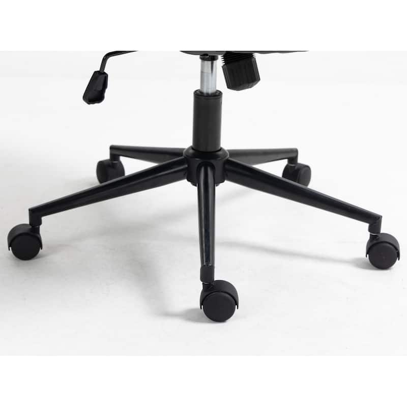 Upholstered home office chair with wheels and arms