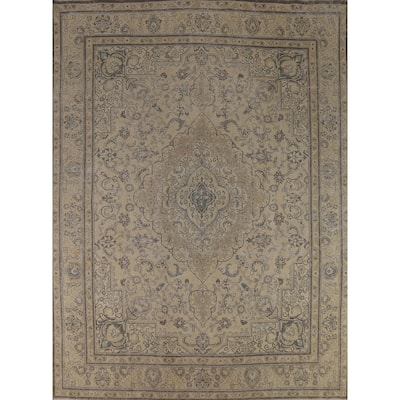 Traditional Floral Tabriz Persian Vintage Rug Handmade Wool Carpet - 9'8" x 12'3"