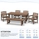 preview thumbnail 77 of 94, 6-Piece HDPE Outdoor Dining Table Sets with Umbrella Hole - 1-Table 4-Chairs-1-Bench
