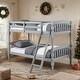 preview thumbnail 9 of 14, Twin/Twin Bunk Bed, Convertible Design with RF Front Ladders Grey