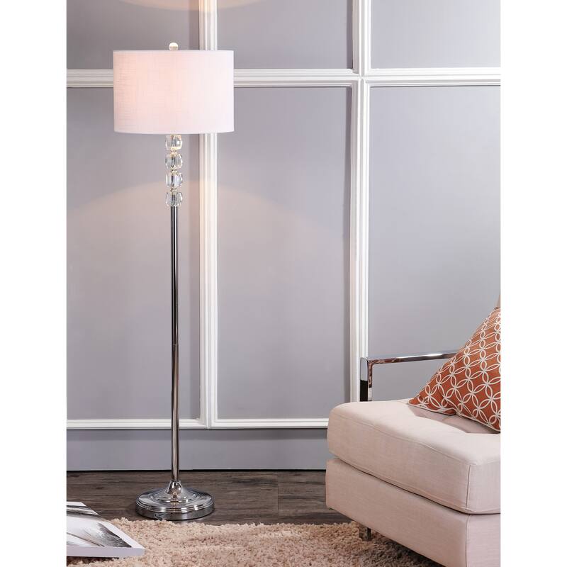 Harper 59.5" Crystal / Metal LED Floor Lamp, Clear/Chrome by JONATHAN Y - 59.5" H x 15" W x 15" D