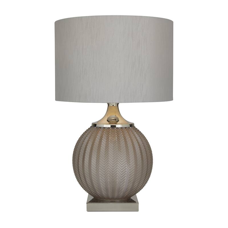 Glass Room Table Lamp with Chevron Pattern - Gray - Roche River Decor - Gray