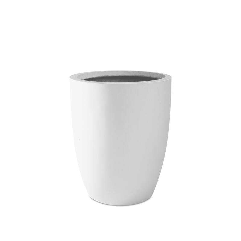 Kante Round Lightweight Concrete and Weather Resistant Fiberglass Indoor Outdoor Planter with Drainage Hole