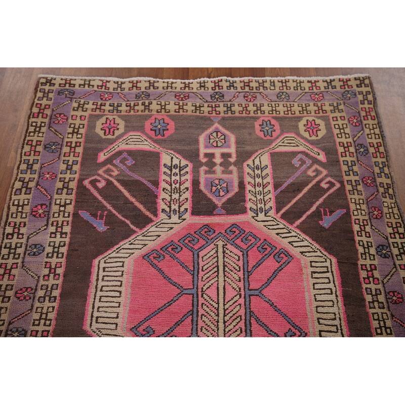 Meshkin Persian Vintage Runner Rug Handmade Wool Carpet - 3'4" x 10'0"