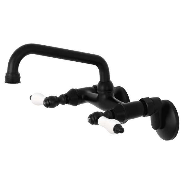 Kingston Brass KS513 Kingston 1.8 GPM Wall Mounted Bridge Kitchen Faucet with Double Lever Handles