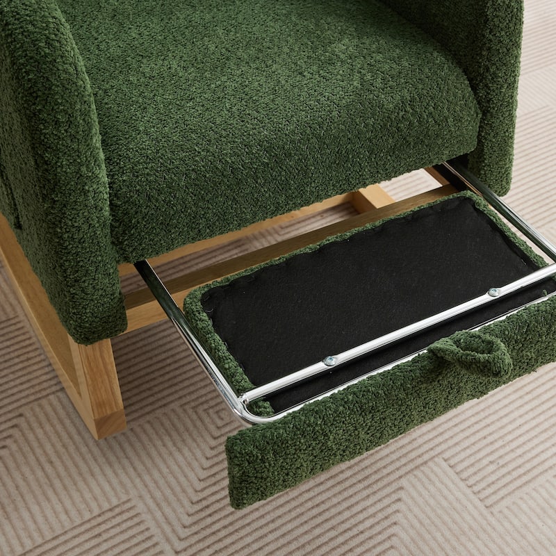Mid-Century Modern Nursery Rocking Armchair Glider Rocker With Retractable Footrest For Living Room
