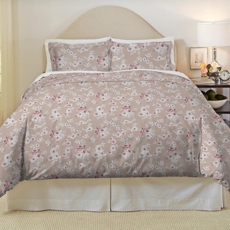 Pointehaven Flannel 180 GSM Brushed Soft Cotton Oversized Duvet Sets - Twin - Twin XL - Dusty Rose