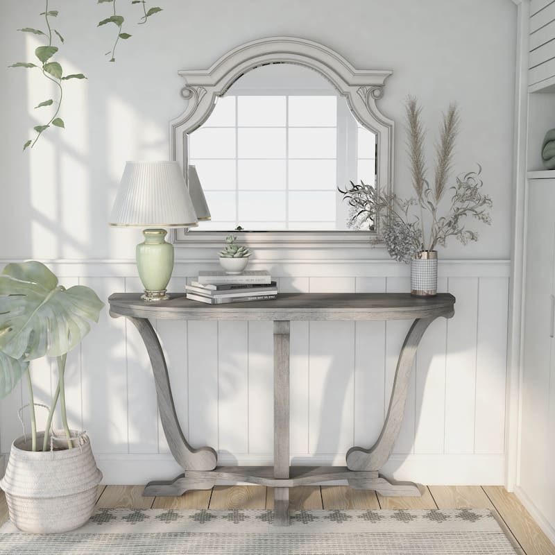 DH BASIC Farmhouse Vintage Grey Oak 48-inch Entryway Console Table by Denhour