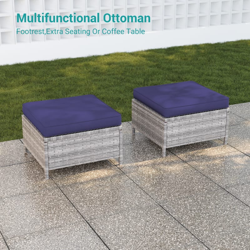 BONOSUKI 5-Piece Patio Sofa Sets Grey Rattan Outdoor Furniture Set