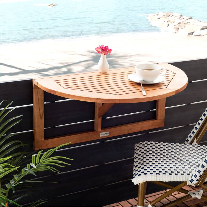 SAFAVIEH Outdoor Elle Balcony Hanging Half Table - 17Wx28Dx13H - Natural