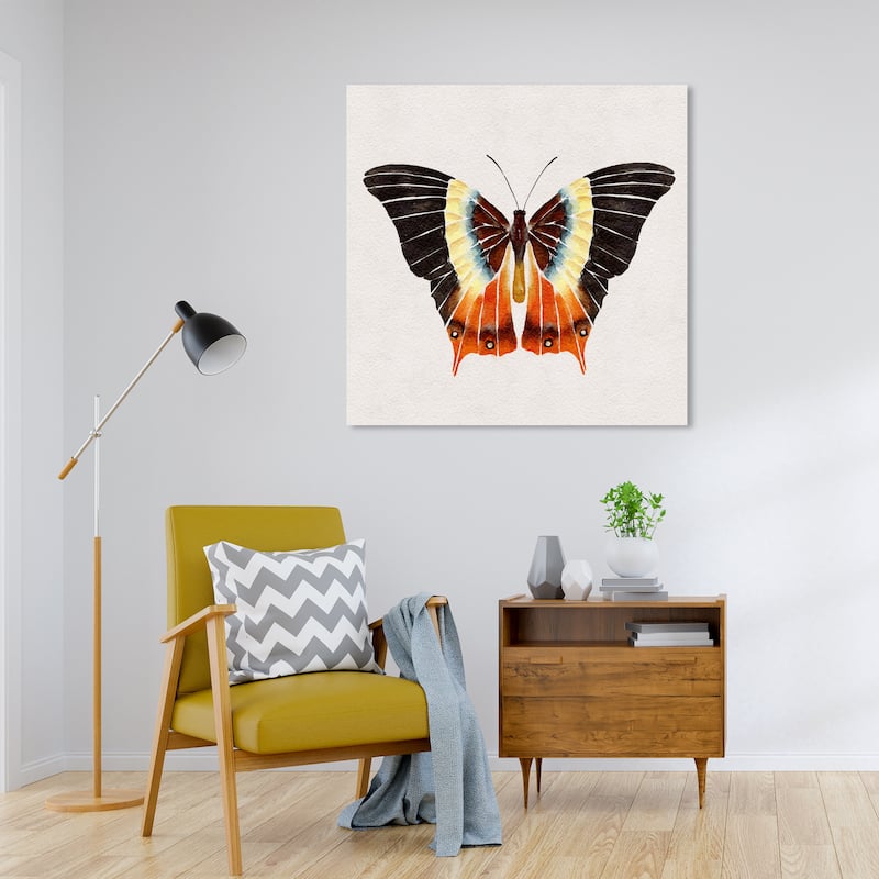 Wynwood Studio Canvas Animals Tricolor Butterfly Black and Dark Orange Tropical Wall Art Canvas Print - Black, Orange - 30 x 30