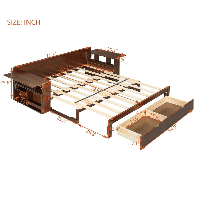 4-in-1 Convertible Daybed with Foldable Desk, Pull-Out Bed & Storage by Harper&Bright Designs