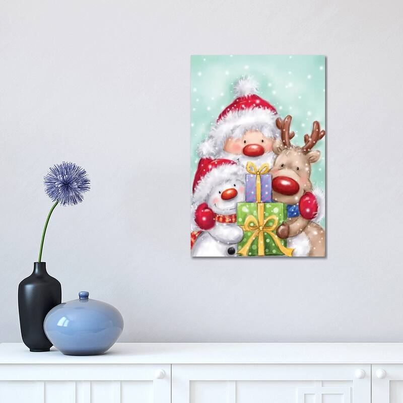 iCanvas "Santa, Reindeer And Snowman" by MAKIKO Canvas Print - 18x12x1.5