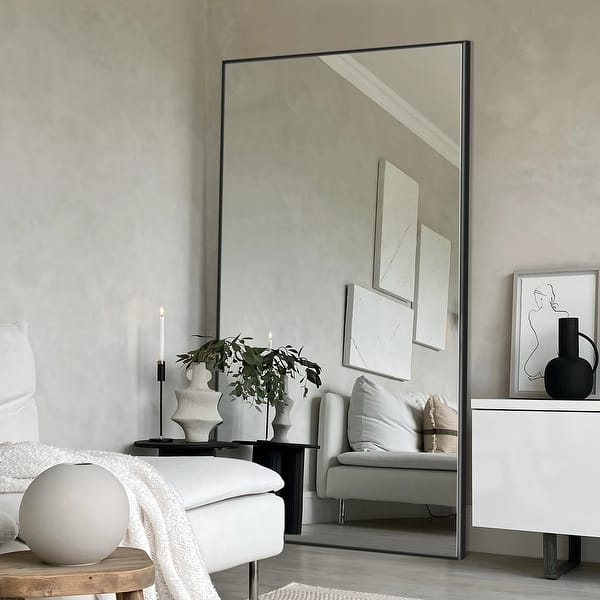 Modern Full Length Floor Mirror Freestanding Mirror - 71x32 - Black