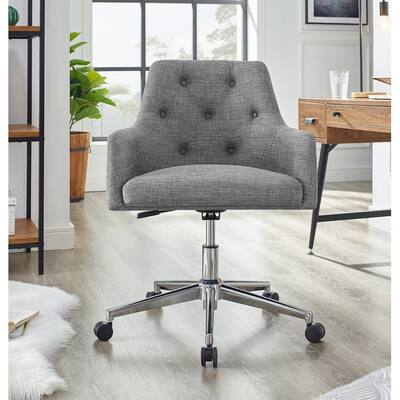 Rosevera Milliey Tufted Swivel Fabric Office Chair with Metal Base