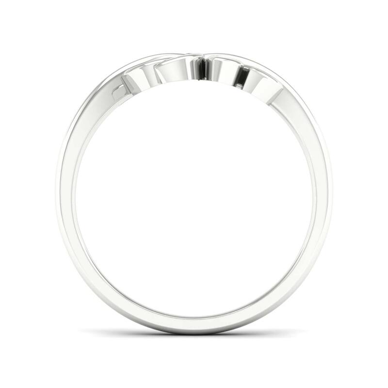 1/10ct TDW Diamond Bypass Leaf Fashion Ring in 10k Gold for Women