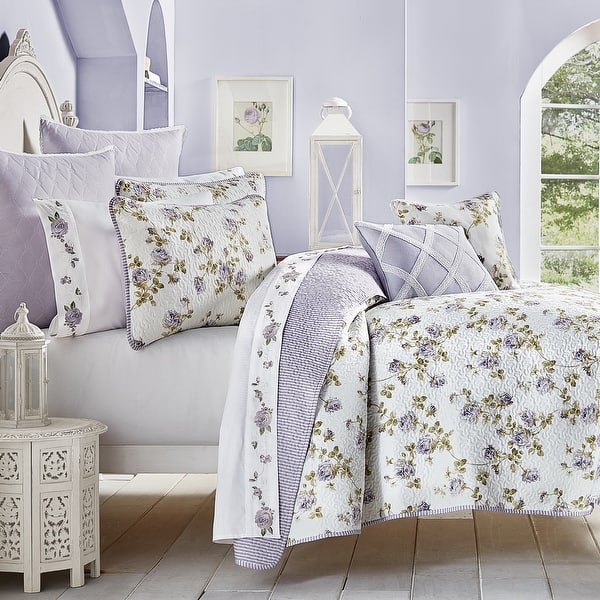 slide 1 of 4, Royal Court Rosemary Lilac Quilt Set